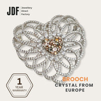 Eternal Heart Big Brooch with Crystals from Europe, Brooch, Beige, Crystals from Europe, One-Year Warranty - Jewellery Direct Factory in alabaster background