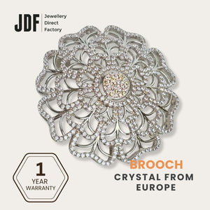Grand Blossom Big Brooch with Crystals from Europe, Brooch, Beige, Crystals from Europe, One-Year Warranty - Jewellery Direct Factory in alabaster background