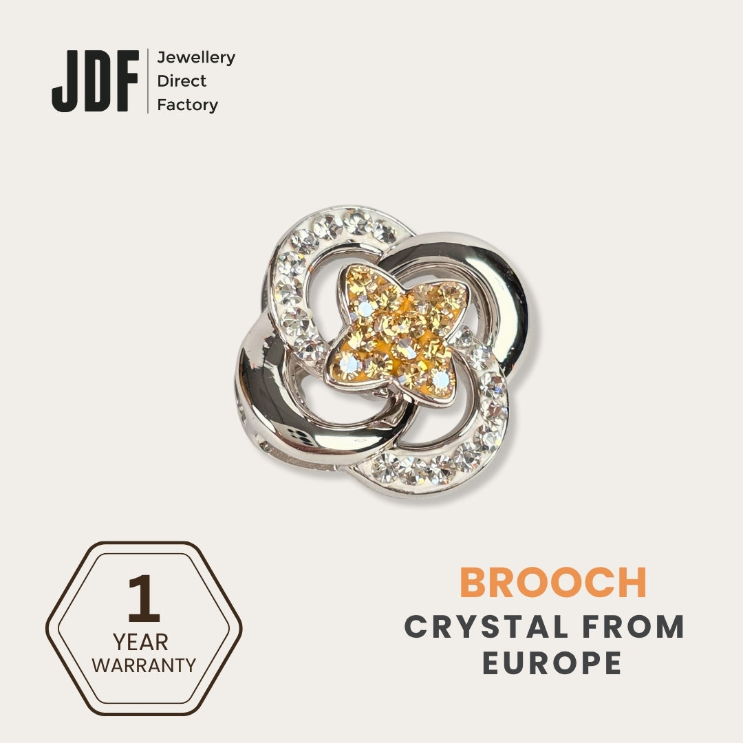Spinning Petal Brooch with Crystals from Europe, Brooch, Beige, Crystals from Europe, One-Year Warranty - Jewellery Direct Factory in alabaster background