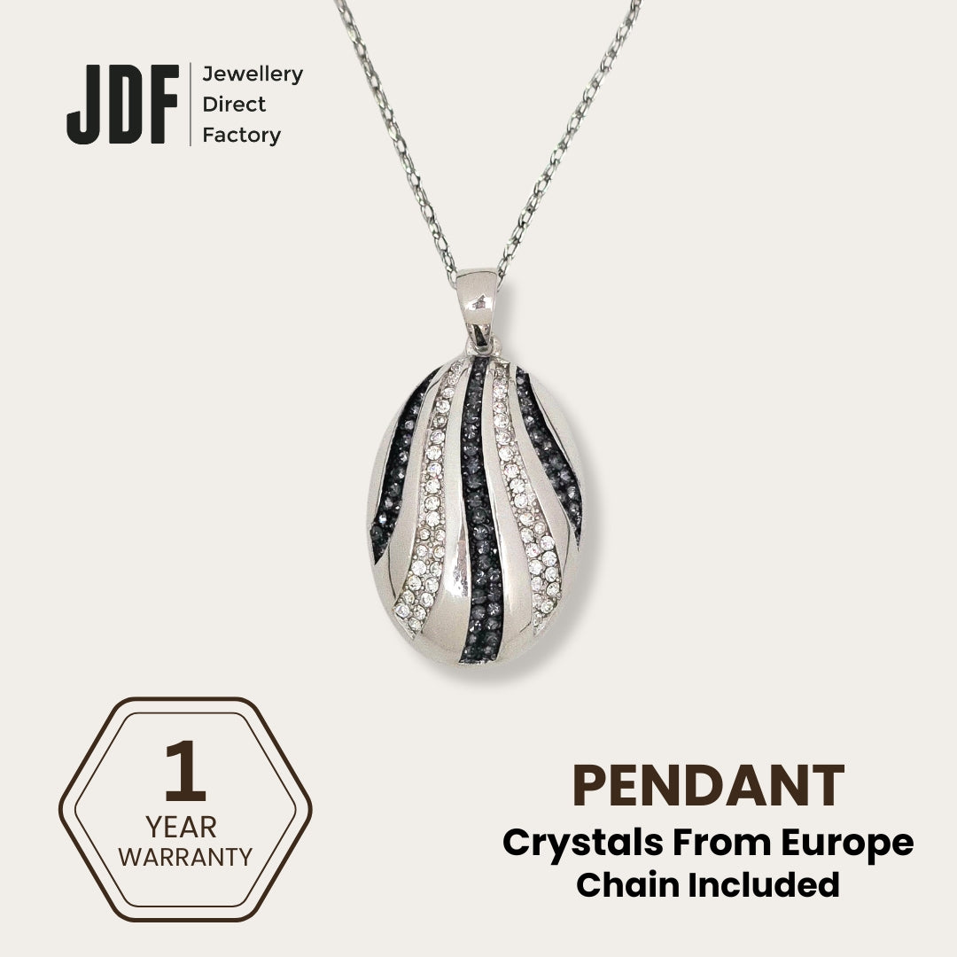 Atlantic Wave Pendant with Crystal From Europe, Crystal Pendant, Black, Crystal From Europe, One-Year Warranty - Jewellery Direct Factory in alabaster background