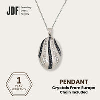 Atlantic Wave Pendant with Crystal From Europe, Crystal Pendant, Black, Crystal From Europe, One-Year Warranty - Jewellery Direct Factory in alabaster background
