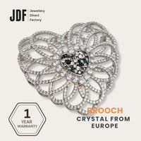 Eternal Heart Big Brooch with Crystals from Europe, Brooch, Black, Crystals from Europe, One-Year Warranty - Jewellery Direct Factory in alabaster background