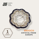 Minimalist Floral Brooch with Crystal From Europe, Brooch, Black, Crystals from Europe, One-Year Warranty - Jewellery Direct Factory in alabaster background