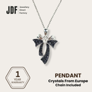 Sparkling Ribbon Bowknot Pendant, Pendant, Black, Crystals from Europe, One-Year Warranty - Jewellery Direct Factory in alabaster background