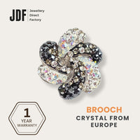 Spiral Petal Brooch with Crystal From Europe, Brooch, Black, Crystals from Europe, One-Year Warranty - Jewellery Direct Factory in alabaster background