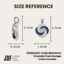 Blooming Rose Pendant with Crystal From Europe, Pendant Size Reference, Crystal Pendant, Measurement Display, One-Year Warranty - Jewellery Direct Factory in alabaster background