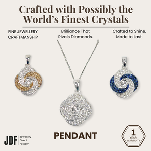 Blooming Rose Pendant with Crystal From Europe, Crystal Pendant, White, Gold, Blue, Crystal From Europe, One-Year Warranty - Jewellery Direct Factory in alabaster background