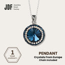 18mm Rivoli SW Blue Pendant with Crystal From Europe, Crystal Pendant, Blue, Crystal From Europe, One-Year Warranty - Jewellery Direct Factory in alabaster background