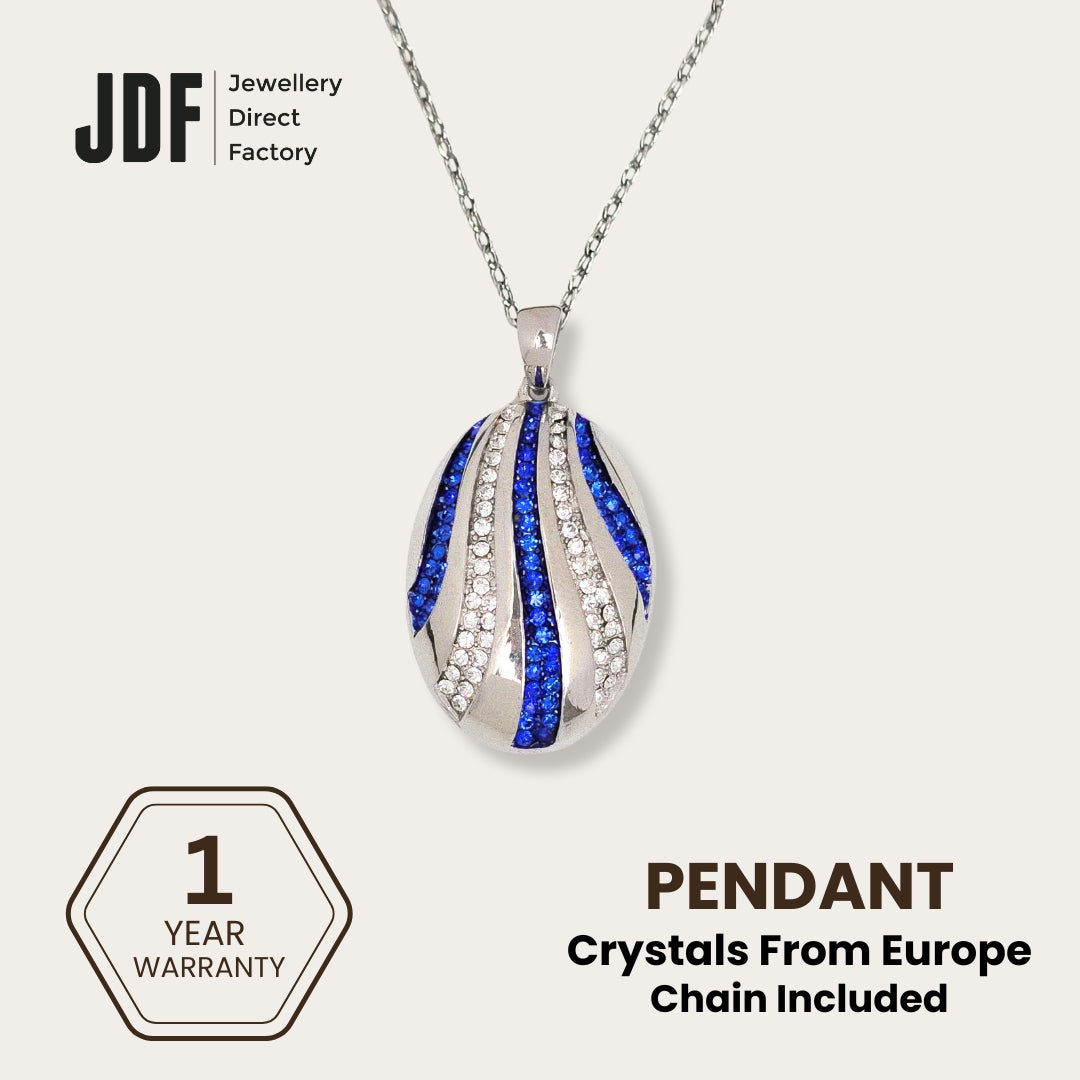 Atlantic Wave Pendant with Crystal From Europe, Crystal Pendant, Blue, Crystal From Europe, One-Year Warranty - Jewellery Direct Factory in alabaster background