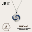 Blooming Rose Pendant with Crystal From Europe, Crystal Pendant, Blue, Crystal From Europe, One-Year Warranty - Jewellery Direct Factory in alabaster background