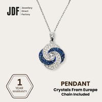Blooming Rose Pendant with Crystal From Europe, Crystal Pendant, Blue, Crystal From Europe, One-Year Warranty - Jewellery Direct Factory in alabaster background