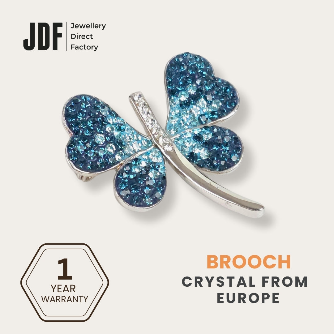 Butterfly Brooch with Crystals from Europe, Brooch, Blue, Crystals from Europe, One-Year Warranty - Jewellery Direct Factory in alabaster background