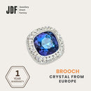 Crystal Square Brooch with Crystals from Europe, Brooch, Blue, Crystals from Europe, One-Year Warranty - Jewellery Direct Factory in alabaster background