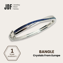Grace Hinge Bangle with European Crystals, Crystal Bangle, Blue, Crystals From Europe, One-Year Warranty - Jewellery Direct Factory in alabaster background