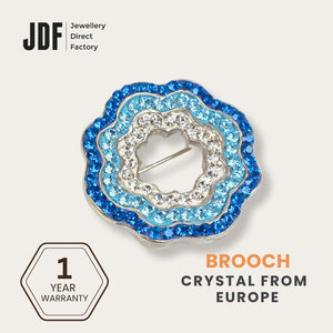 Minimalist Floral Brooch with Crystal From Europe, Brooch, Blue, Crystals from Europe, One-Year Warranty - Jewellery Direct Factory in alabaster background