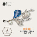 Pearl Leaves Brooch with Crystal From Europe, Brooch, Blue, Crystals from Europe, One-Year Warranty - Jewellery Direct Factory in alabaster background