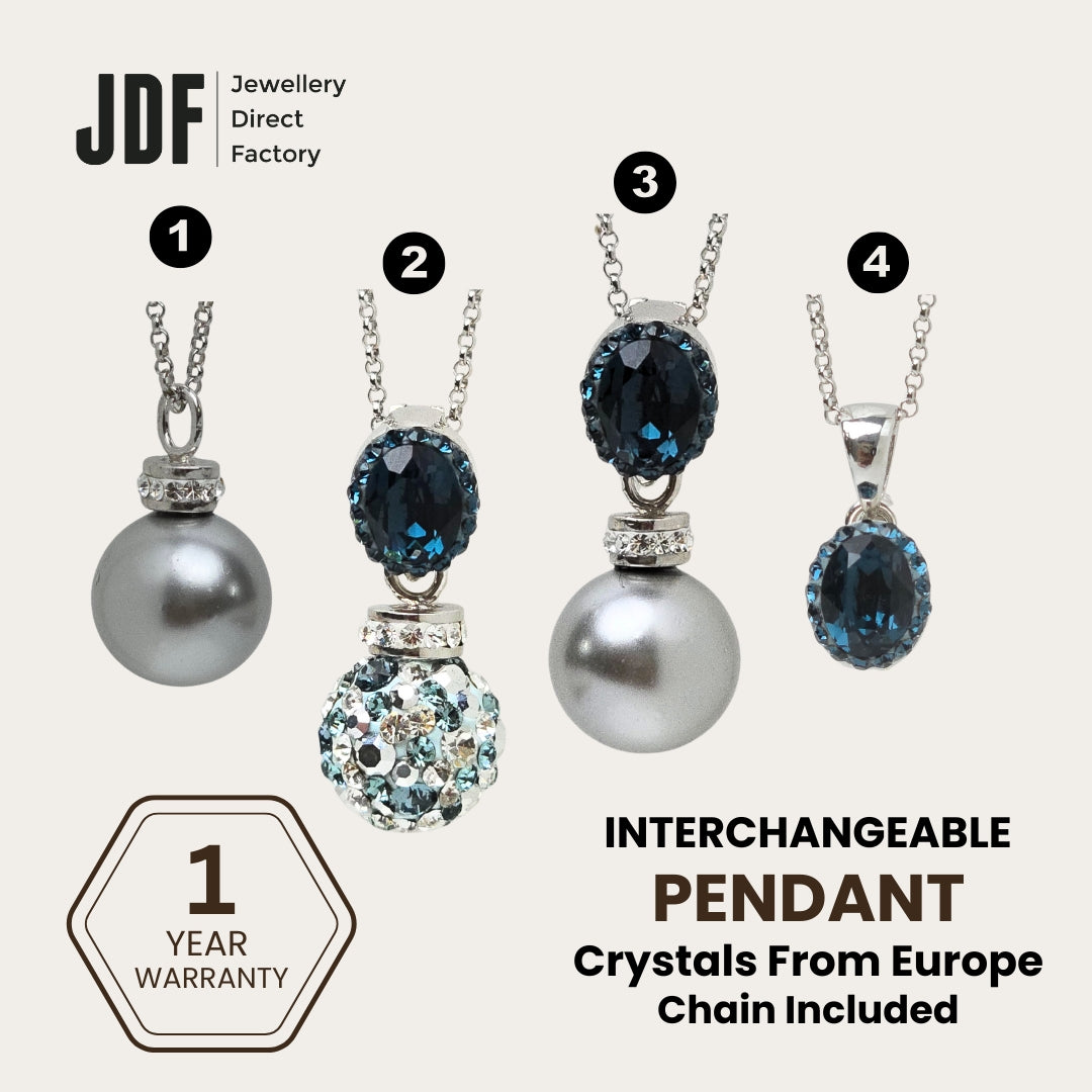 Premium Multi-Way Lollipop Pendant Set with Crystal From Europe, Crystal Pendant Set, Blue, Crystal From Europe, One-Year Warranty - Jewellery Direct Factory in alabaster background