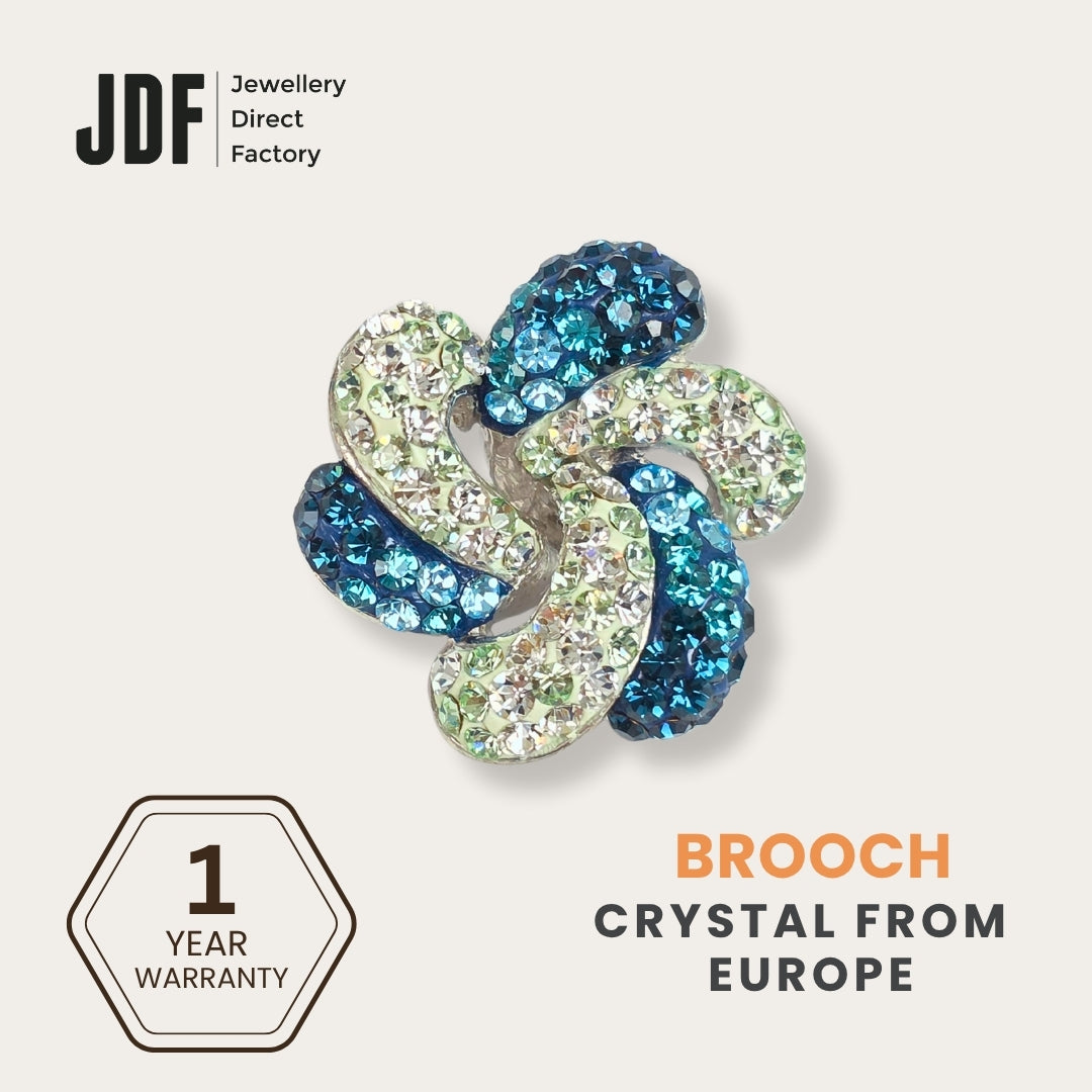 Spiral Petal Brooch with Crystal From Europe, Brooch, Blue, Crystals from Europe, One-Year Warranty - Jewellery Direct Factory in alabaster background