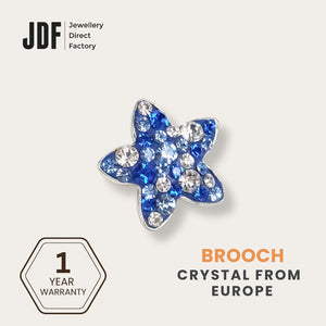 Star-Shaped Brooch with Crystals from Europe, Brooch, Blue, Crystals from Europe, One-Year Warranty - Jewellery Direct Factory in alabaster background