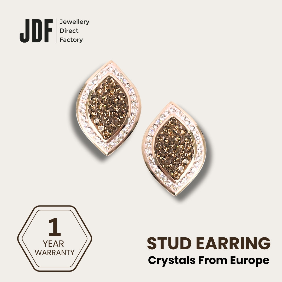 Radiant Marquise Earrings with Crystal From Europe, Crystal Earrings, Brown, Crystal From Europe, One-Year Warranty - Jewellery Direct Factory in alabaster background