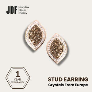 Radiant Marquise Earrings with Crystal From Europe, Crystal Earrings, Brown, Crystal From Europe, One-Year Warranty - Jewellery Direct Factory in alabaster background