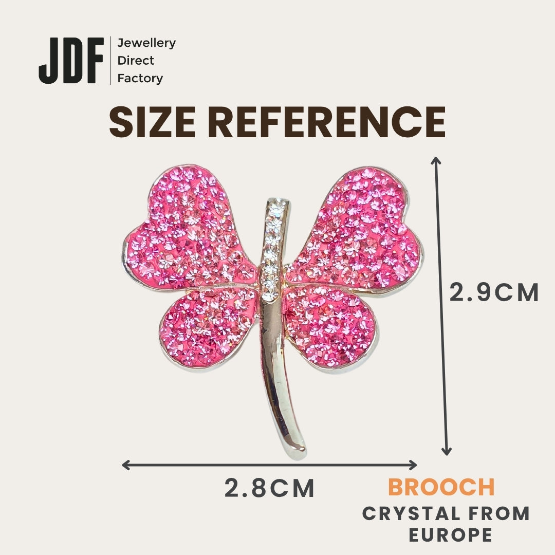 Butterfly Brooch with Crystals from Europe, Brooch, Size Reference, Crystals from Europe, One-Year Warranty - Jewellery Direct Factory in alabaster background