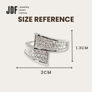 Bypass Pave Ring with Crystal From Europe, Ring, Size Reference, Crystals from Europe, One-Year Warranty - Jewellery Direct Factory in alabaster background