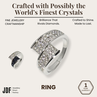 Bypass Pave Ring with Crystal From Europe, Ring, White, Black, Crystals from Europe, One-Year Warranty - Jewellery Direct Factory in alabaster background