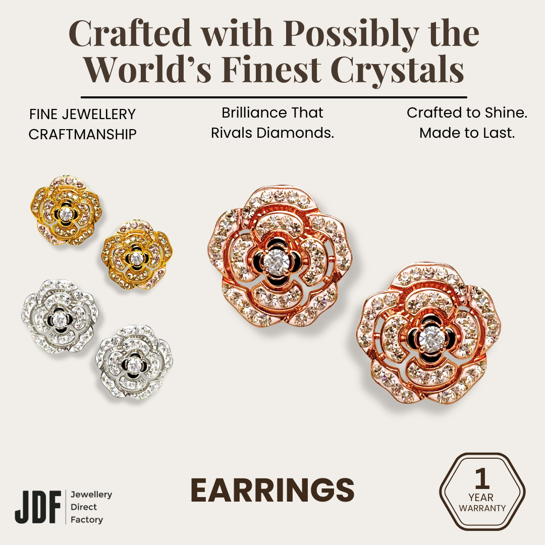 Camelia Flower Earring with Crystal From Europe