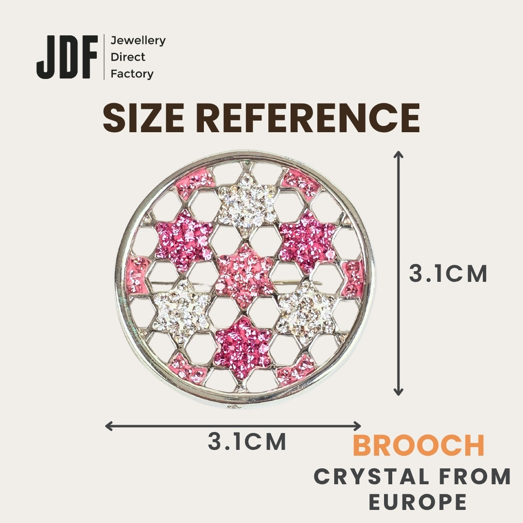 Celestial Star Chain Brooch with European Crystals, Brooch, Size Reference, Crystals from Europe, One-Year Warranty - Jewellery Direct Factory in alabaster background