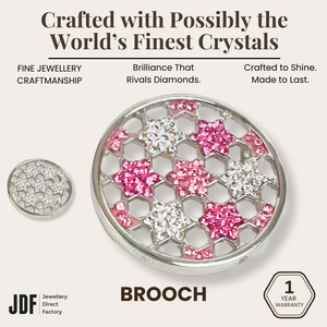 Celestial Star Chain Brooch with European Crystals, Brooch, White, Pink, Crystals from Europe, One-Year Warranty - Jewellery Direct Factory in alabaster background