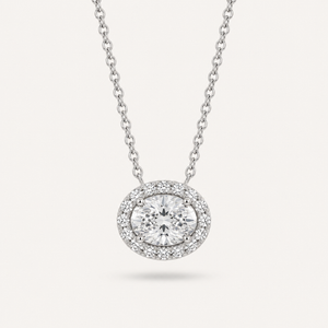 The Stella Oval 1.5cts Halo Pendant