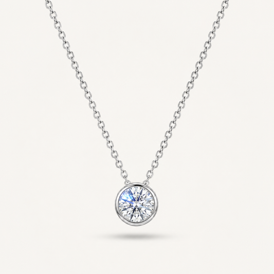 The Solstice 18k Bezel Lab Diamond Pendant