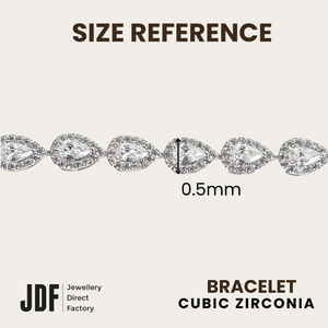 Chic Pear Cut Link Bracelet with Cubic Zirconia, Crystal Bracelet, Size Reference, Cubic Zirconia, One-Year Warranty - Jewellery Direct Factory in alabaster background