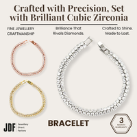 Circular Double-Row Bracelet with Cubic Zirconia, Crystal Bracelet, White Rose Gold Gold, Cubic Zirconia, Three-Month Warranty - Jewellery Direct Factory in alabaster background