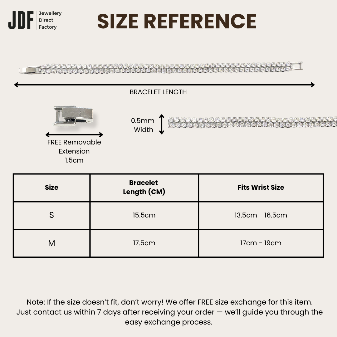 Circular Double-Row Bracelet with Cubic Zirconia, Crystal Bracelet, Size Reference, Cubic Zirconia, Three-Month Warranty - Jewellery Direct Factory in alabaster background