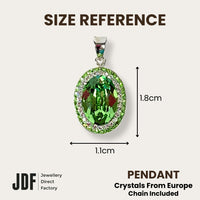 Classic Oval Pendant with Crystal From Europe, Crystal Pendant, Size Reference, Crystal From Europe, One-Year Warranty - Jewellery Direct Factory in alabaster background