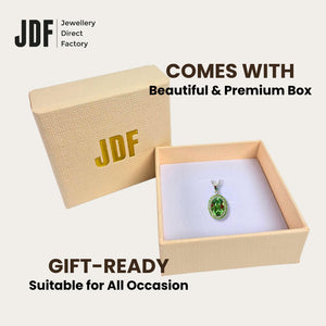 Classic Oval Pendant with Crystal From Europe, Crystal Pendant, Inside Jewellery Box Packaging, Crystal From Europe, One-Year Warranty - Jewellery Direct Factory in alabaster background