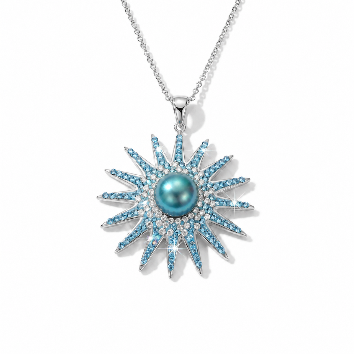 Pearl Sunburst Pendant with Crystal From Europe
