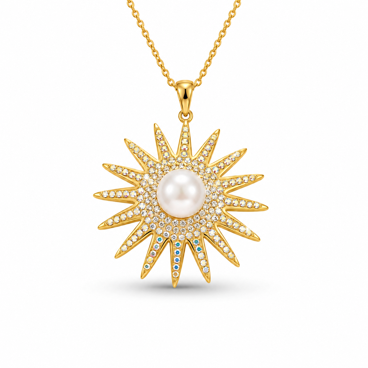 Pearl Sunburst Pendant with Crystal From Europe