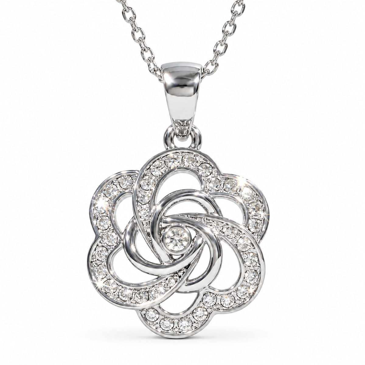 Rose Knot Pendant with Crystal From Europe