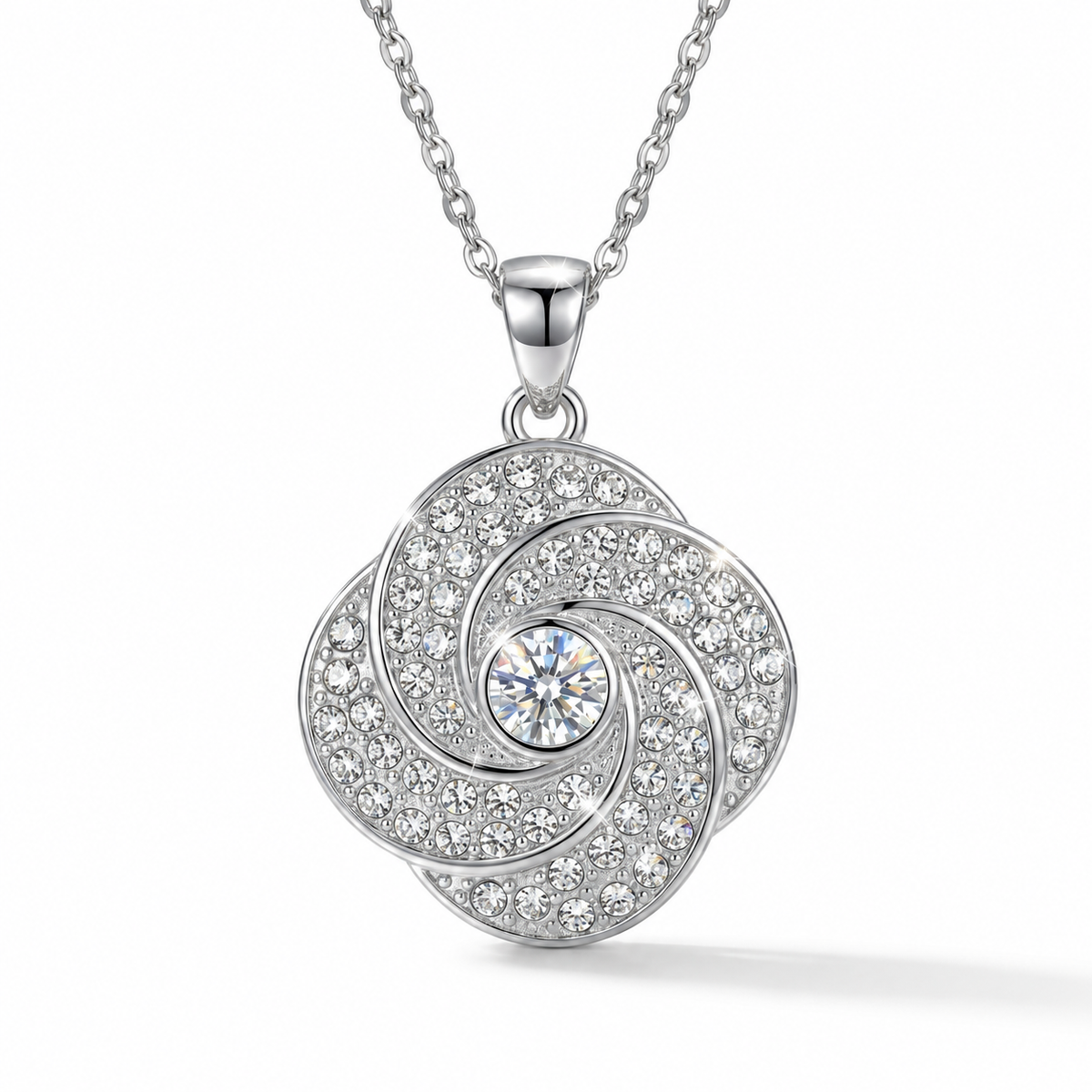 Blooming Rose Pendant with Crystal From Europe