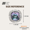 Crystal Square Brooch with Crystals from Europe, Brooch, Size Reference, Crystals from Europe, One-Year Warranty - Jewellery Direct Factory in alabaster background