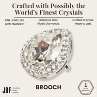 Crystal Water Drop Brooch with Crystal From Europe, Brooch, White, Crystals from Europe, One-Year Warranty - Jewellery Direct Factory in alabaster background