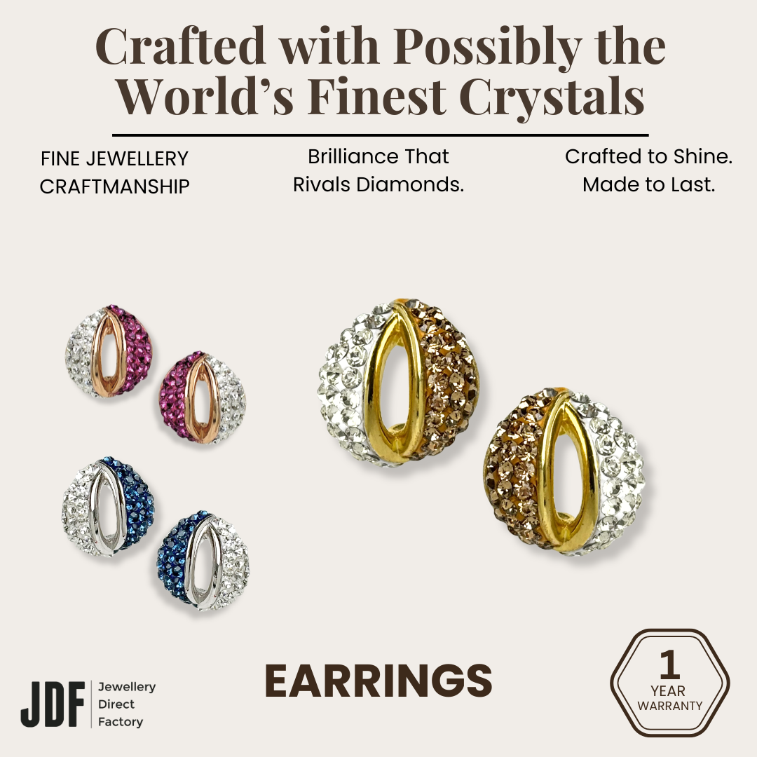 Curved Stud Earring with Crystal From Europe
