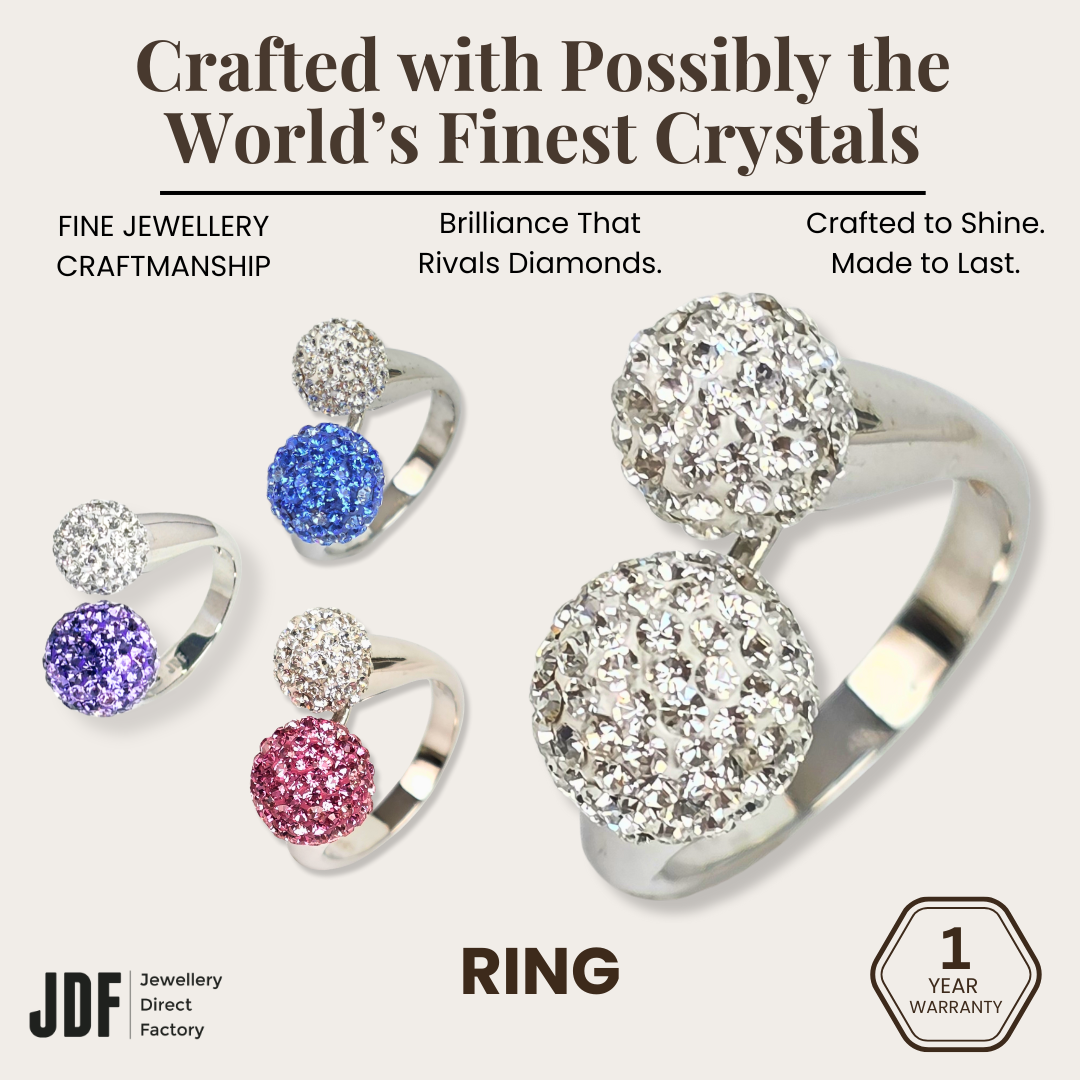 Double Lollipop Ring with Crystals from Europe