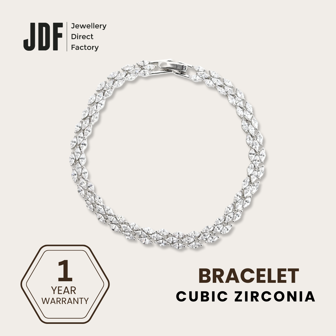 Classic Double Row Marquise Tennis Bracelet with Cubic Zirconia
