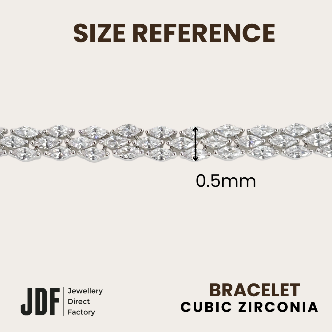 Classic Double Row Marquise Tennis Bracelet with Cubic Zirconia