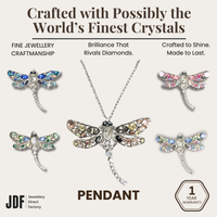 Dragonfly Pendant with Crystal From Europe, Crystal Pendant, Pink Rose Gold Blue Green Pastel, Crystal From Europe, One-Year Warranty - Jewellery Direct Factory in alabaster background