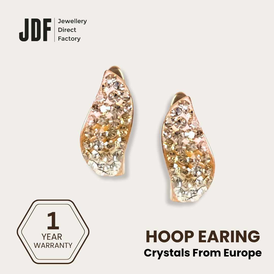 Aurora Curve Hoops with Crystals from Europe